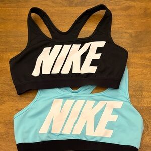Nike Black and Aqua Sports Bras